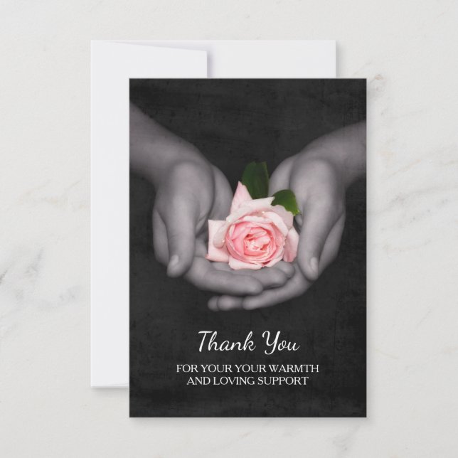 Tarjeta De Agradecimiento Elegante gracias por el rosa de la ayuda subió en (Anverso)