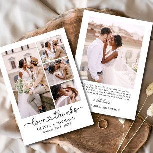 Tarjeta De Agradecimiento Elegante Gracias Script Cinco Collages de fotos Bo