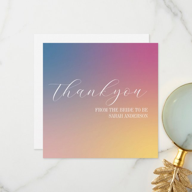 Tarjeta De Agradecimiento Elegante gradiente de novia en morado  (Anverso/Reverso In Situ)