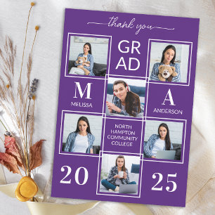 Tarjeta De Agradecimiento Elegante Graduación Collage Personalizado de 6 Fot