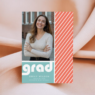 Tarjeta De Agradecimiento Elegante Graduación de Escritura Simple Foto Gradu