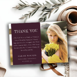 Tarjeta De Agradecimiento Elegante Graduación de foto minimal limpia en Borg