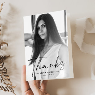 Tarjeta De Agradecimiento Elegante Graduación de fotografías de escritura ne