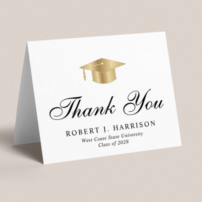 Tarjeta De Agradecimiento Elegante Graduación de Grado de Oro (Subido por el creador)