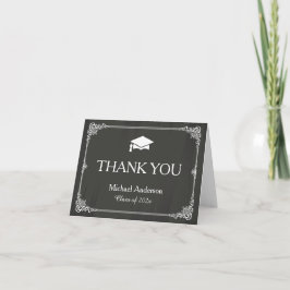 Tarjeta De Agradecimiento Elegante Graduación de Graduación en Chalkboard Gr