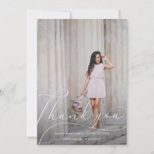 Tarjeta De Agradecimiento Elegante Graduación De Guiones Gracias Foto