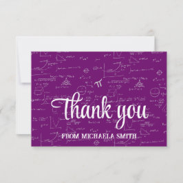 Tarjeta De Agradecimiento Elegante Graduación de Matemáticas en Letra Púrpur
