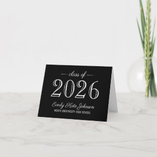 Tarjeta De Agradecimiento Elegante graduación en blanco y negro 2026