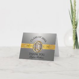 Tarjeta De Agradecimiento Elegante Graduación en Facultad de Derecho Silver 