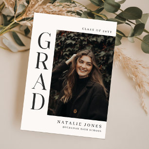 Tarjeta De Agradecimiento Elegante graduación en foto en blanco y negro