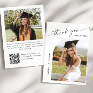 Tarjeta De Agradecimiento Elegante Graduación Minimalista 2 Código QR foto