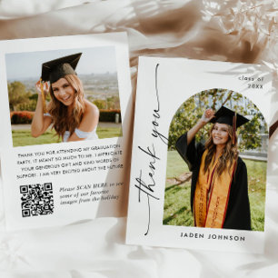 Tarjeta De Agradecimiento Elegante Graduación Minimalista 2 Código QR foto