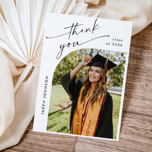Tarjeta De Agradecimiento Elegante Graduación Minimalista Una Foto