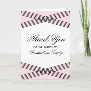 Tarjeta De Agradecimiento Elegante Graduación Rosa Deco Gracias