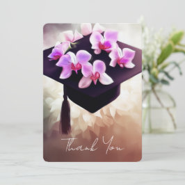 Tarjeta De Agradecimiento Elegante Graduación Única de orquídeas