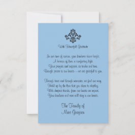 Tarjeta De Agradecimiento Elegante Gratitud Familia de Azul Gracias 