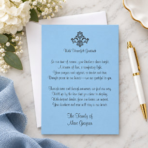 Tarjeta De Agradecimiento Elegante Gratitud Familia de Azul Gracias 
