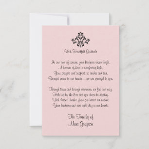Tarjeta De Agradecimiento Elegante Gratitud Familia de Rosa Pálido Gracias