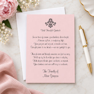 Tarjeta De Agradecimiento Elegante Gratitud Familia de Rosa Pálido Gracias 