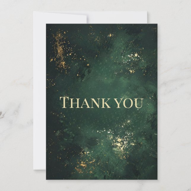 Tarjeta De Agradecimiento Elegante Green & Faux Gold (Anverso)