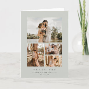 Tarjeta De Agradecimiento Elegante Gris-Verde Mínimo 4 Boda de fotografía