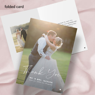 Tarjeta De Agradecimiento Elegante guión 2 foto boda plegado