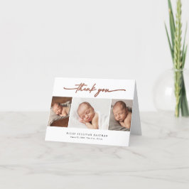 Tarjeta De Agradecimiento Elegante guión 3 Collage de fotos bebé