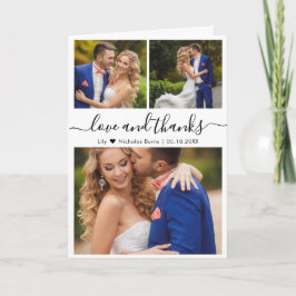 Tarjeta De Agradecimiento Elegante guión 3 Collage de fotos Boda del corazón