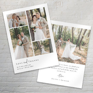 Tarjeta De Agradecimiento Elegante guión 5 Boda de Collage de fotos