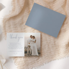 Tarjeta De Agradecimiento Elegante guión Boda azul turbio