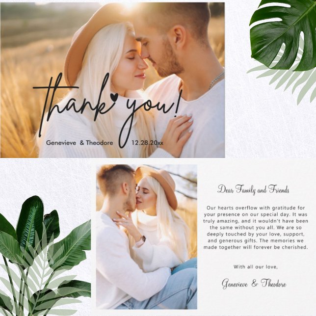 Tarjeta De Agradecimiento Elegante guión Boda de amor foto personalizada (Subido por el creador)