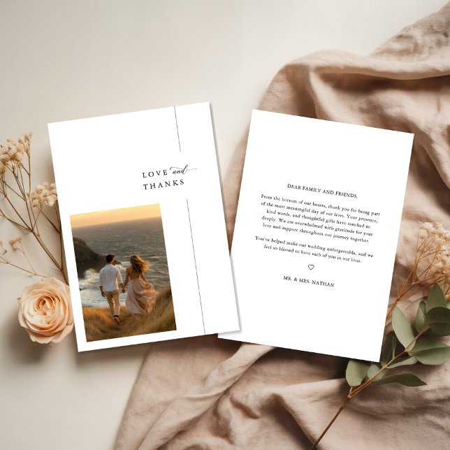 Tarjeta De Agradecimiento Elegante guión Boda de fotografía costera gracias  (Subido por el creador)