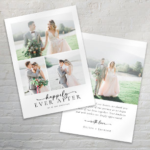 Tarjeta De Agradecimiento Elegante guión Boda de fotografías múltiples