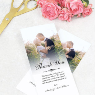 Tarjeta De Agradecimiento Elegante guión Boda de superposición foto Gracias