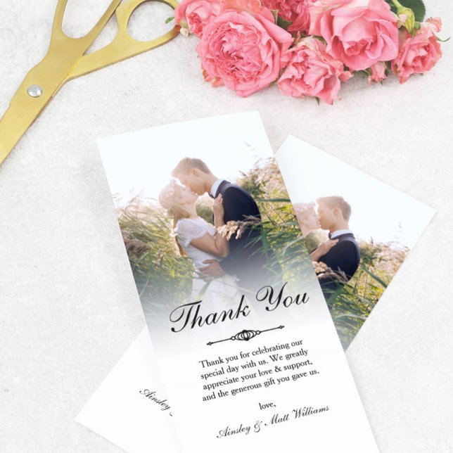 Tarjeta De Agradecimiento Elegante guión Boda de superposición foto Gracias (Subido por el creador)