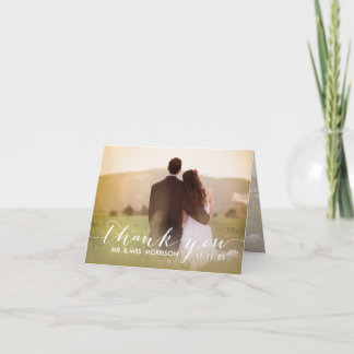 Tarjeta De Agradecimiento Elegante guión Boda de superposición foto Gracias