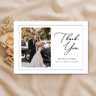 Tarjeta De Agradecimiento Elegante guion Boda moderna Boho Foto