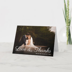Tarjeta De Agradecimiento Elegante guión clásico foto de boda chic