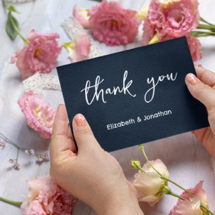 Tarjeta De Agradecimiento Elegante guión de boda