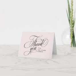 Tarjeta De Agradecimiento Elegante guión de ducha de bebé rosa rubor