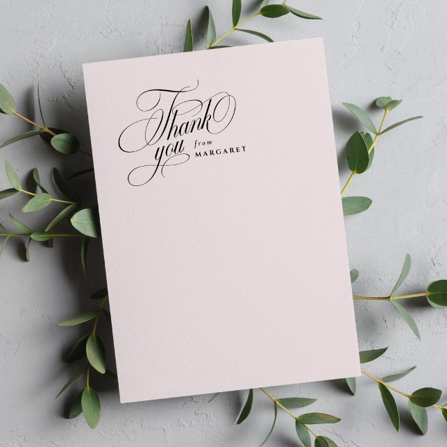 Tarjeta De Agradecimiento Elegante guión de ducha de bebé rosa rubor (Subido por el creador)