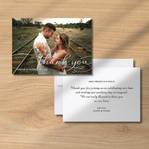Tarjeta De Agradecimiento elegante guión de escritura a mano boda foto