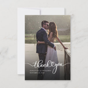 Tarjeta De Agradecimiento Elegante guión de foto Boda moderna