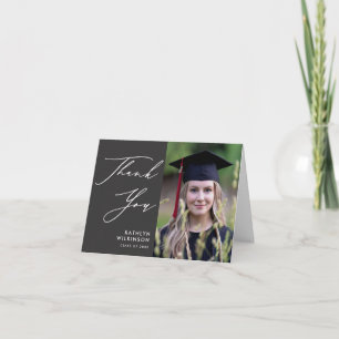Tarjeta De Agradecimiento Elegante guión de graduación de fotografías Minima