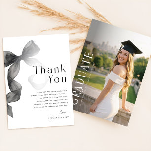 Tarjeta De Agradecimiento Elegante guión de graduación Foto Arco negro Gradu