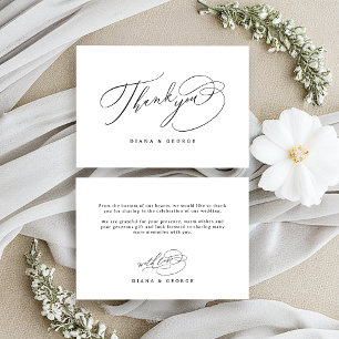 Tarjeta De Agradecimiento Elegante guión de remolino simple boda