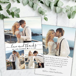 Tarjeta De Agradecimiento Elegante guión de tipografía 3 Boda de Collage de