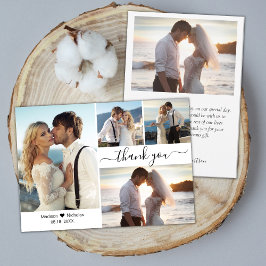 Tarjeta De Agradecimiento Elegante guión de tipografía 4 Boda de Collage de 