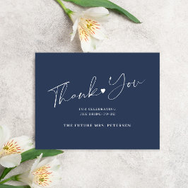 Tarjeta De Agradecimiento Elegante guión ducha de novia azul marino