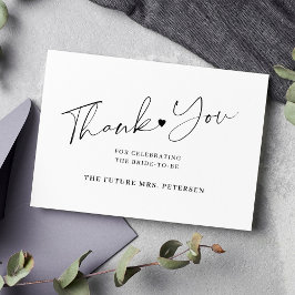 Tarjeta De Agradecimiento Elegante guión ducha de novia blanco negro